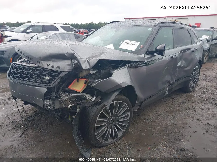 2020 Land Rover Range Rover Velar P250 R-Dynamic S VIN: SALYK2EX0LA286261 Lot: 40048147