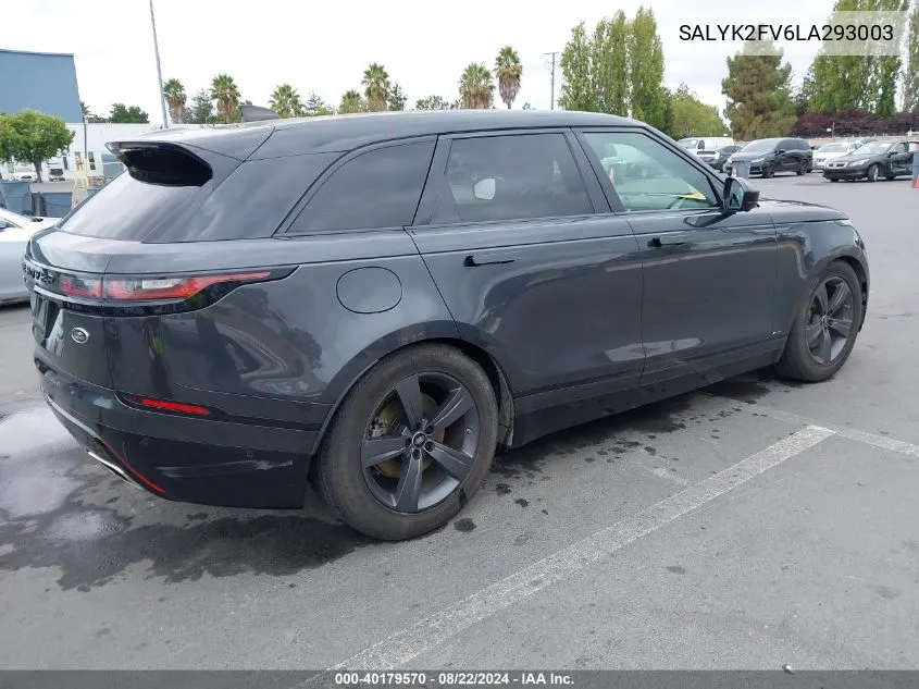 2020 Land Rover Range Rover Velar P340 R-Dynamic S VIN: SALYK2FV6LA293003 Lot: 40179570