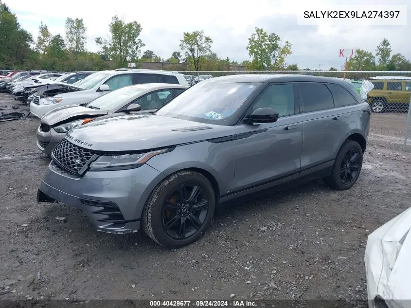 2020 Land Rover Range Rover Velar P250 R-Dynamic S VIN: SALYK2EX9LA274397 Lot: 40429677