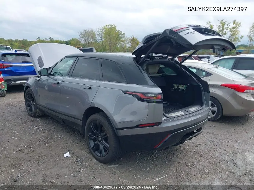 2020 Land Rover Range Rover Velar P250 R-Dynamic S VIN: SALYK2EX9LA274397 Lot: 40429677