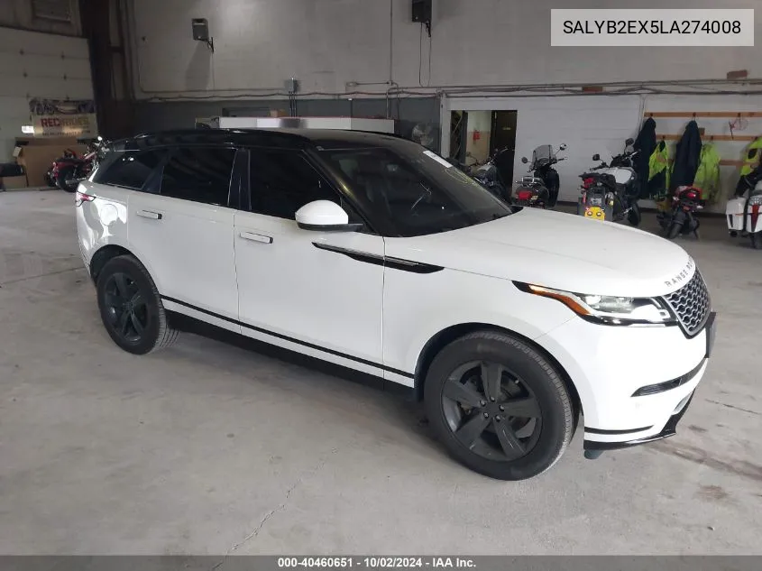 2020 Land Rover Range Rover Velar P250 S VIN: SALYB2EX5LA274008 Lot: 40460651