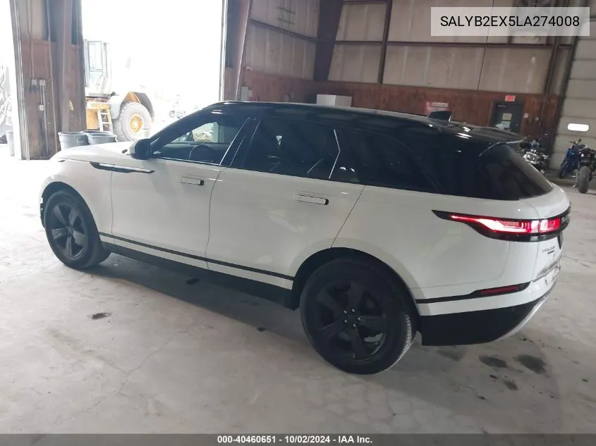 2020 Land Rover Range Rover Velar P250 S VIN: SALYB2EX5LA274008 Lot: 40460651