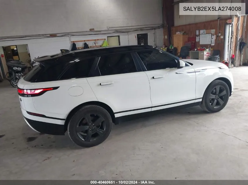 2020 Land Rover Range Rover Velar P250 S VIN: SALYB2EX5LA274008 Lot: 40460651