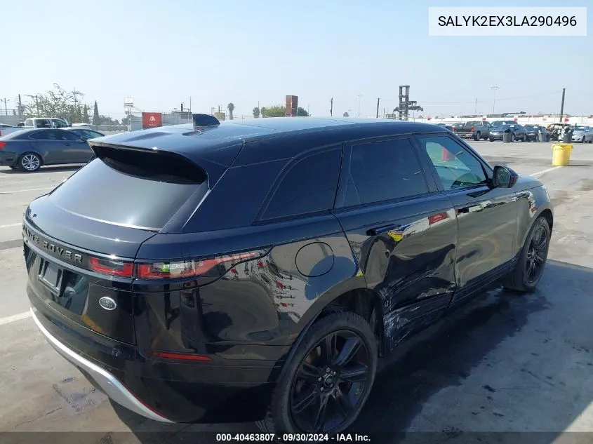 2020 Land Rover Range Rover Velar R-Dynamic S VIN: SALYK2EX3LA290496 Lot: 40463807