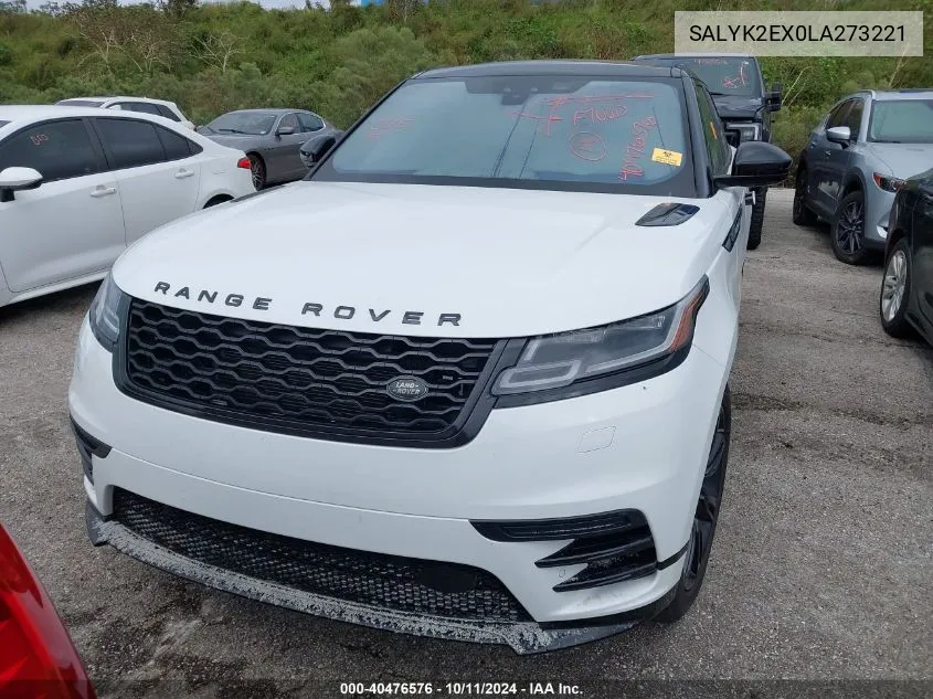 2020 Land Rover Range Rover Velar R-Dynamic S VIN: SALYK2EX0LA273221 Lot: 40476576