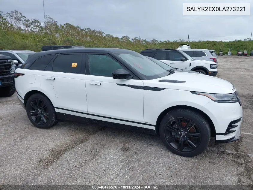 2020 Land Rover Range Rover Velar R-Dynamic S VIN: SALYK2EX0LA273221 Lot: 40476576