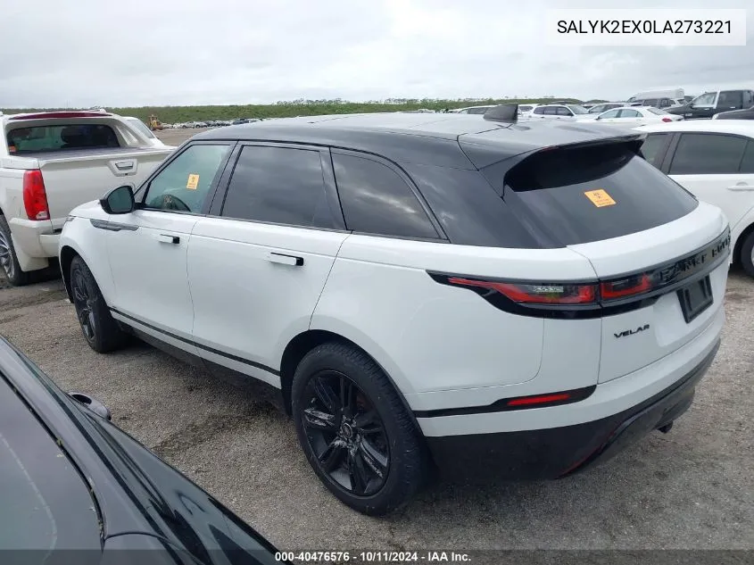 2020 Land Rover Range Rover Velar R-Dynamic S VIN: SALYK2EX0LA273221 Lot: 40476576