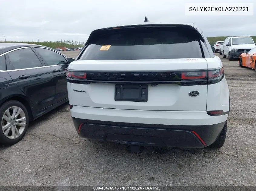 2020 Land Rover Range Rover Velar R-Dynamic S VIN: SALYK2EX0LA273221 Lot: 40476576