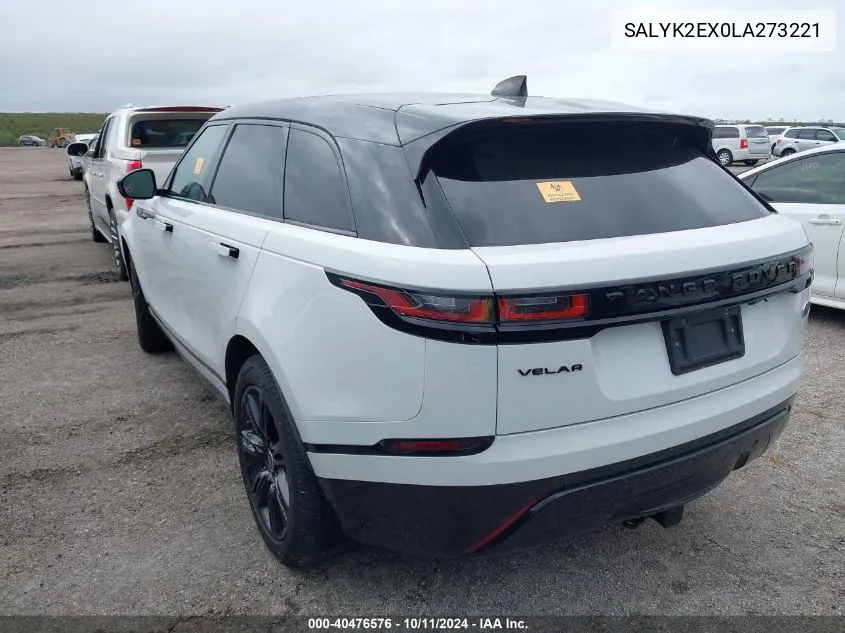 2020 Land Rover Range Rover Velar R-Dynamic S VIN: SALYK2EX0LA273221 Lot: 40476576