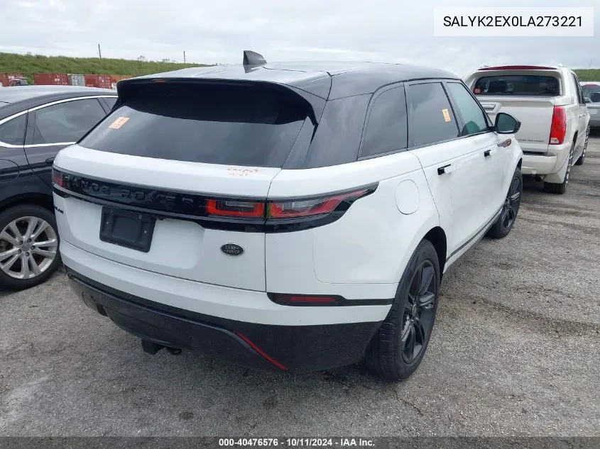 2020 Land Rover Range Rover Velar R-Dynamic S VIN: SALYK2EX0LA273221 Lot: 40476576