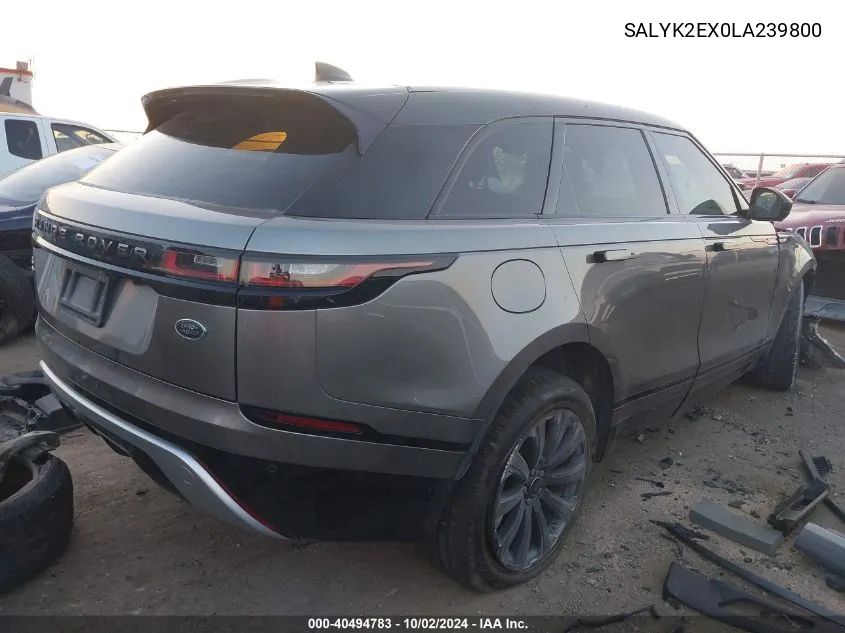 2020 Land Rover Range Rover Velar P250 R-Dynamic S VIN: SALYK2EX0LA239800 Lot: 40494783