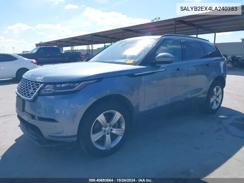 2020 Land Rover Range Rover Velar P250 S VIN: SALYB2EX4LA240383 Lot: 40693664