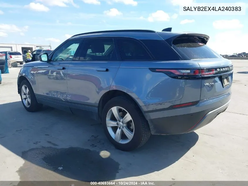 2020 Land Rover Range Rover Velar P250 S VIN: SALYB2EX4LA240383 Lot: 40693664