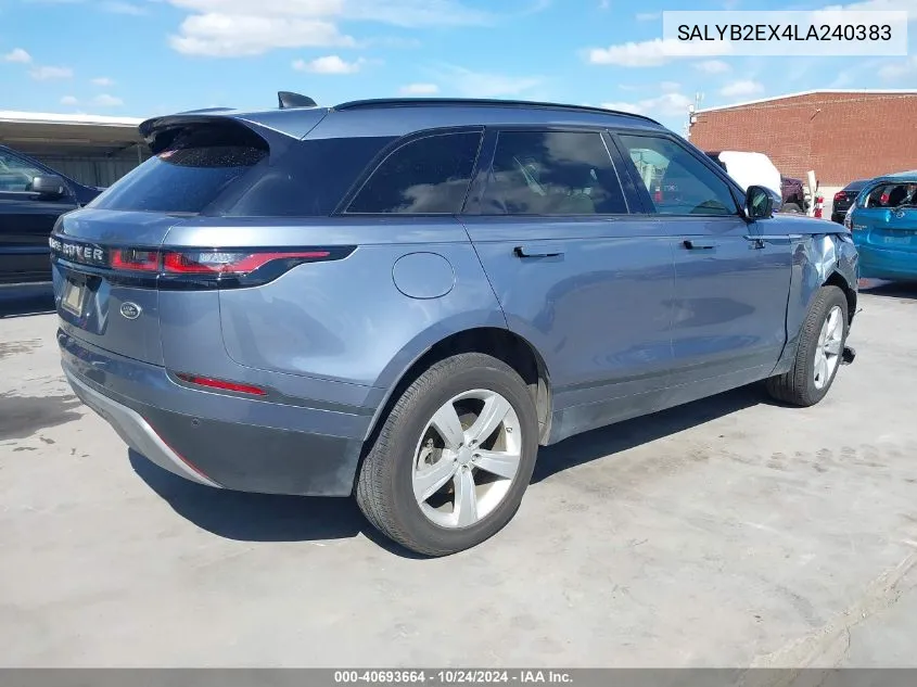 2020 Land Rover Range Rover Velar P250 S VIN: SALYB2EX4LA240383 Lot: 40693664