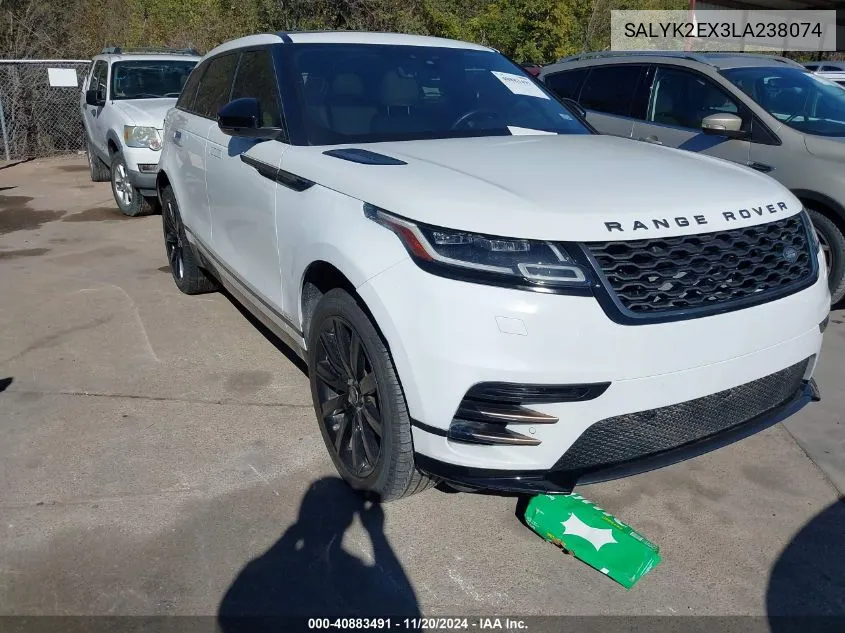 2020 Land Rover Range Rover Velar P250 R-Dynamic S VIN: SALYK2EX3LA238074 Lot: 40883491