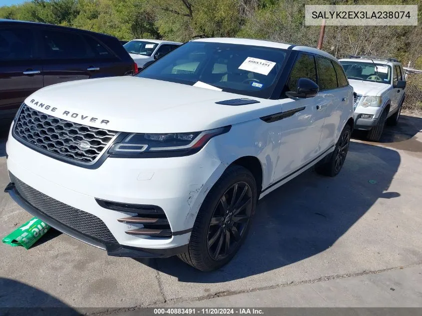 2020 Land Rover Range Rover Velar P250 R-Dynamic S VIN: SALYK2EX3LA238074 Lot: 40883491