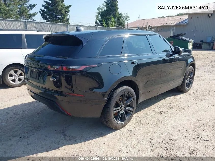 2021 Land Rover Range Rover Velar P250 S VIN: SALYJ2EX6MA314620 Lot: 40102598