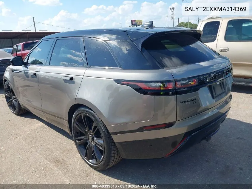 2021 Land Rover Range Rover Velar P250 R-Dynamic S VIN: SALYT2EXXMA314369 Lot: 40399313