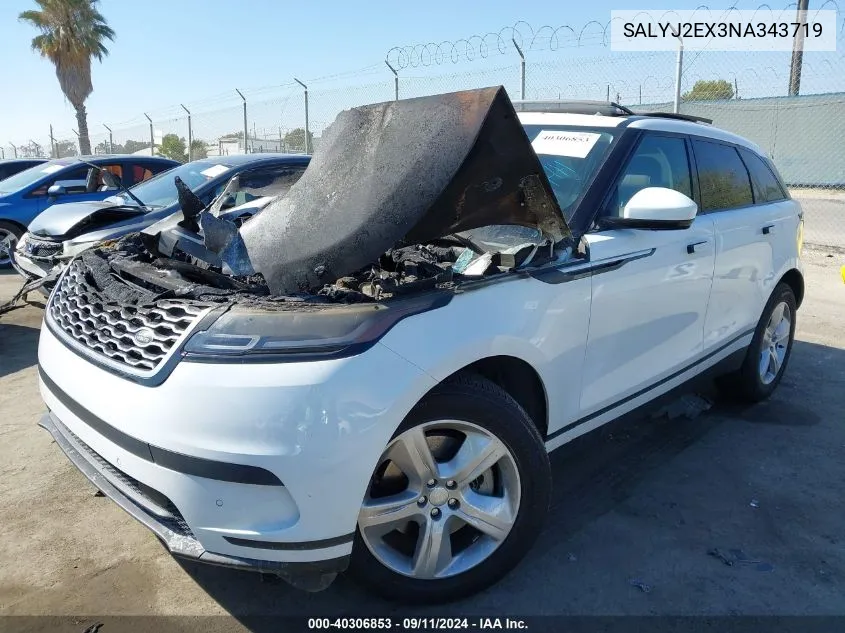 2022 Land Rover Range Rover Velar P250 S VIN: SALYJ2EX3NA343719 Lot: 40306853