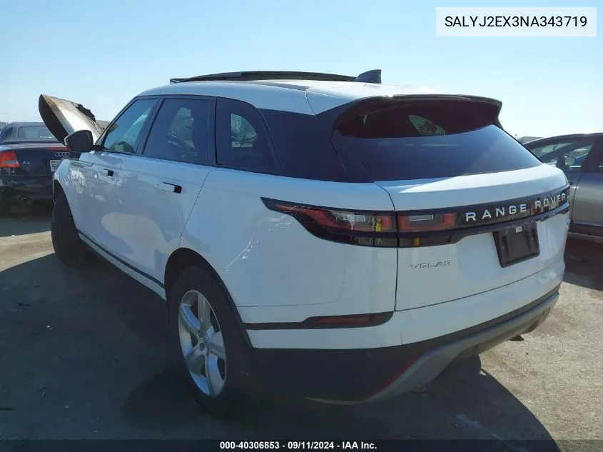 2022 Land Rover Range Rover Velar P250 S VIN: SALYJ2EX3NA343719 Lot: 40306853