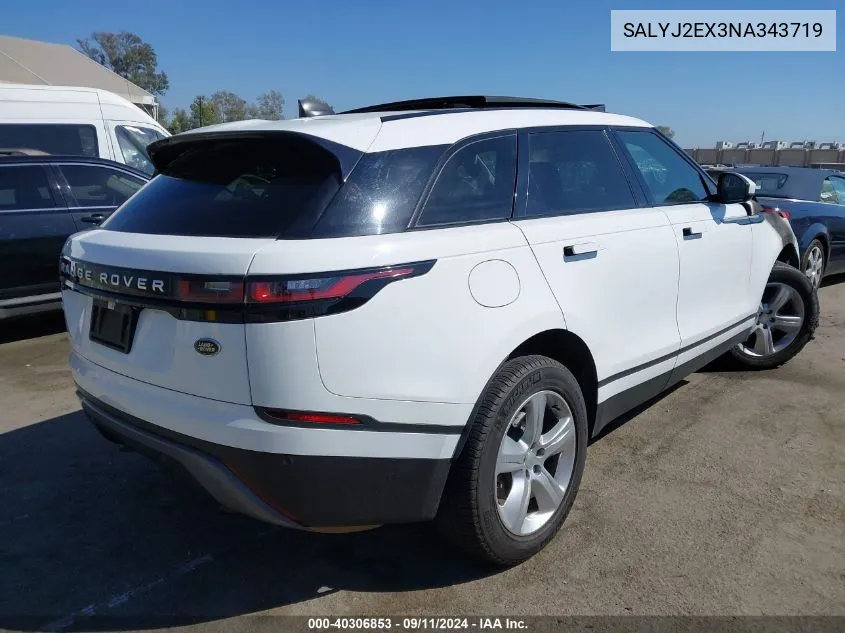 2022 Land Rover Range Rover Velar P250 S VIN: SALYJ2EX3NA343719 Lot: 40306853