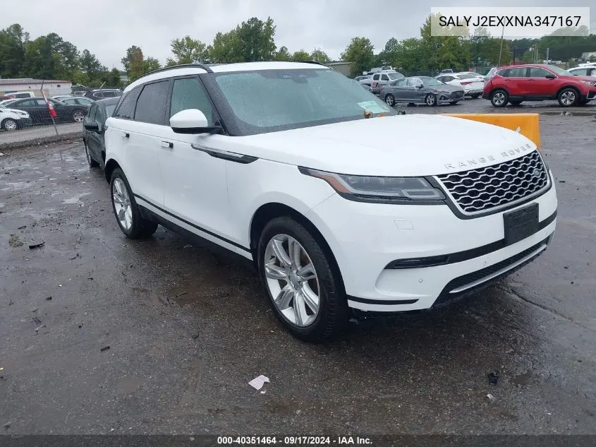 2022 Land Rover Range Rover Velar P250 S VIN: SALYJ2EXXNA347167 Lot: 40351464