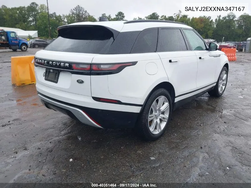 2022 Land Rover Range Rover Velar P250 S VIN: SALYJ2EXXNA347167 Lot: 40351464