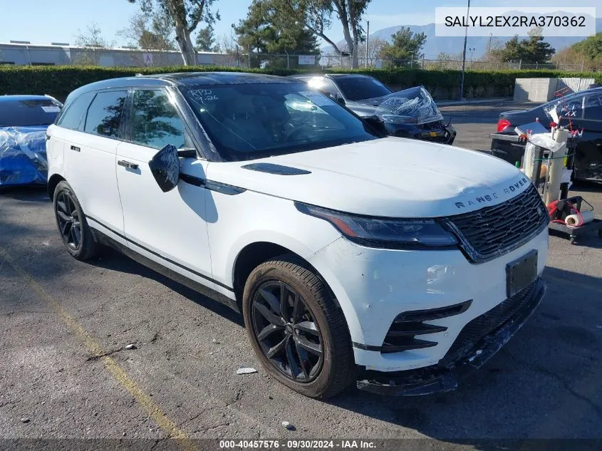 2024 Land Rover Range Rover Velar P250 Dynamic Se VIN: SALYL2EX2RA370362 Lot: 40457576