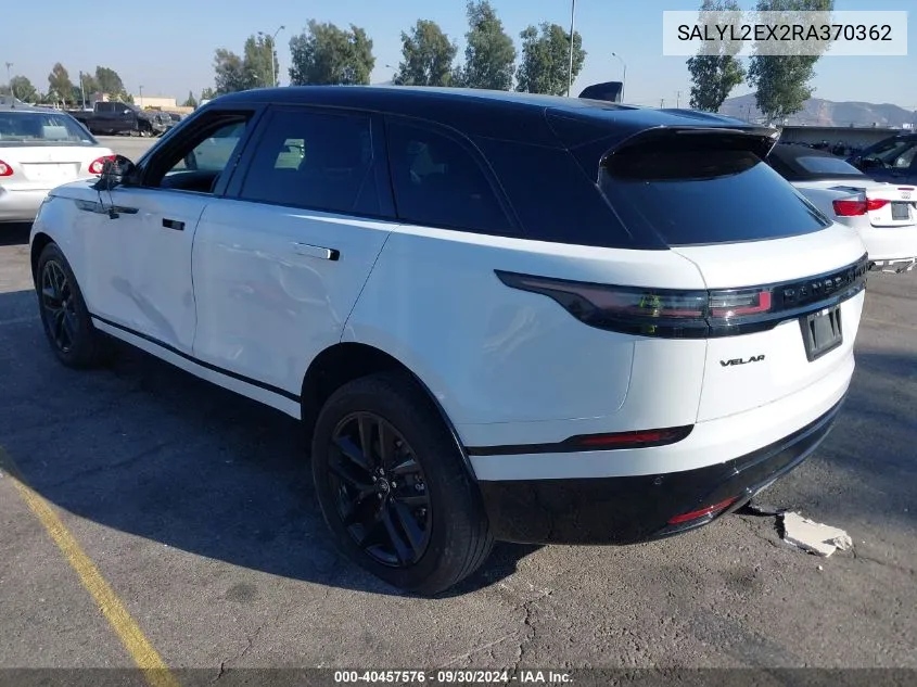 2024 Land Rover Range Rover Velar P250 Dynamic Se VIN: SALYL2EX2RA370362 Lot: 40457576