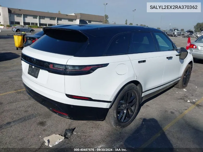 2024 Land Rover Range Rover Velar P250 Dynamic Se VIN: SALYL2EX2RA370362 Lot: 40457576