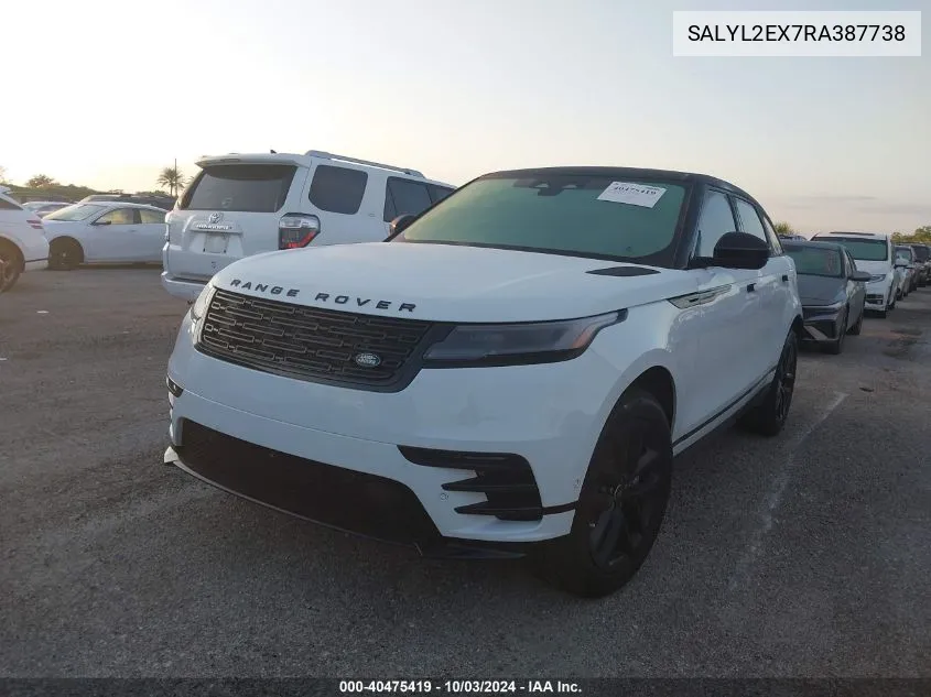 2024 Land Rover Range Rover Velar Dynamic Se VIN: SALYL2EX7RA387738 Lot: 40475419