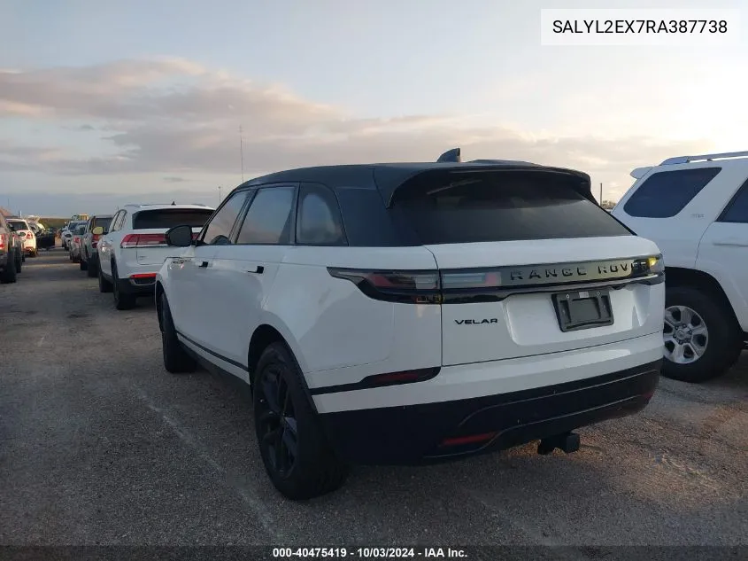 2024 Land Rover Range Rover Velar Dynamic Se VIN: SALYL2EX7RA387738 Lot: 40475419