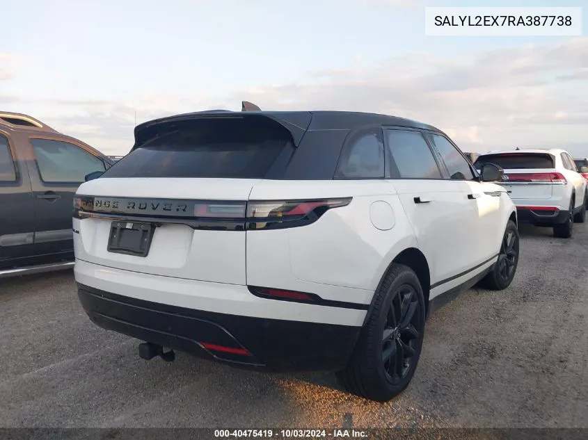 2024 Land Rover Range Rover Velar Dynamic Se VIN: SALYL2EX7RA387738 Lot: 40475419