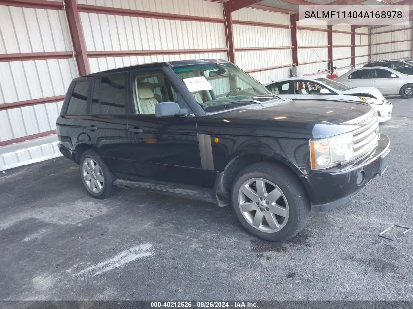 2004 Land Rover Range Rover Hse VIN: SALMF11404A168978 Lot: 40212526