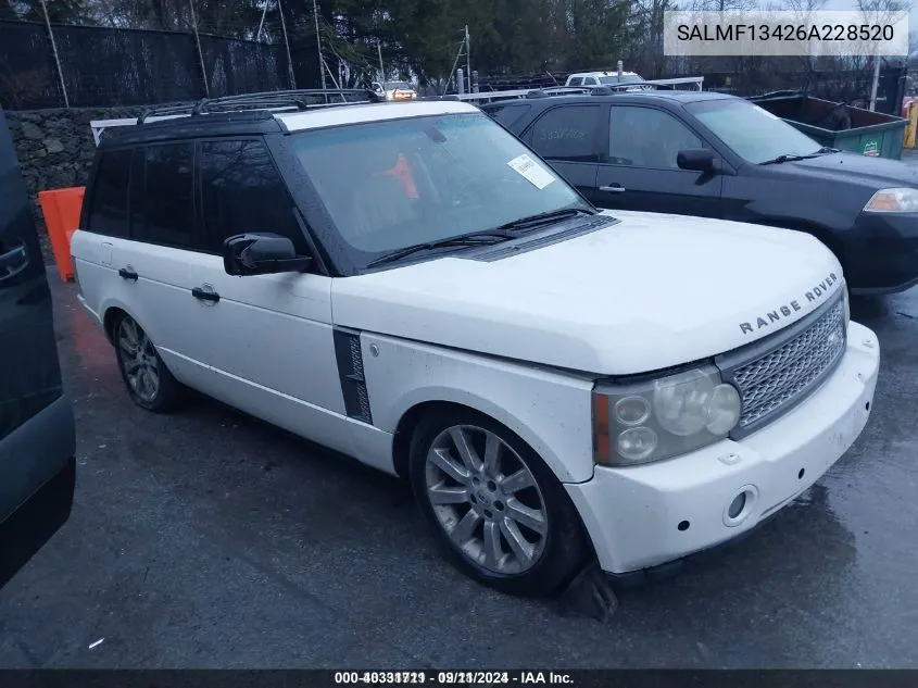 2006 Land Rover Range Rover Supercharged VIN: SALMF13426A228520 Lot: 40331711