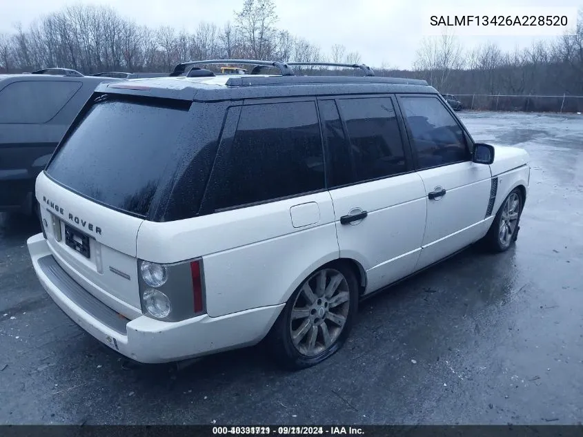 2006 Land Rover Range Rover Supercharged VIN: SALMF13426A228520 Lot: 40331711