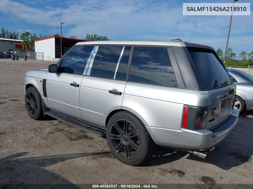 SALMF15426A218910 2006 Land Rover Range Rover Hse