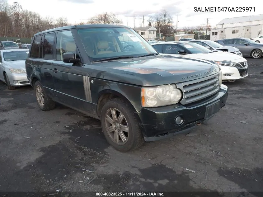 2006 Land Rover Range Rover Hse VIN: SALME15476A229971 Lot: 40823525