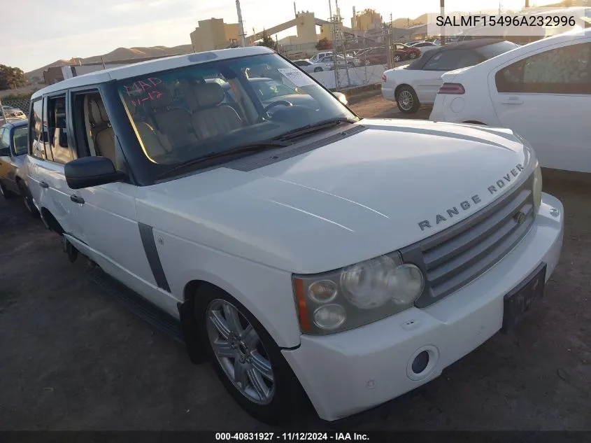 2006 Land Rover Range Rover Hse VIN: SALMF15496A232996 Lot: 40831927