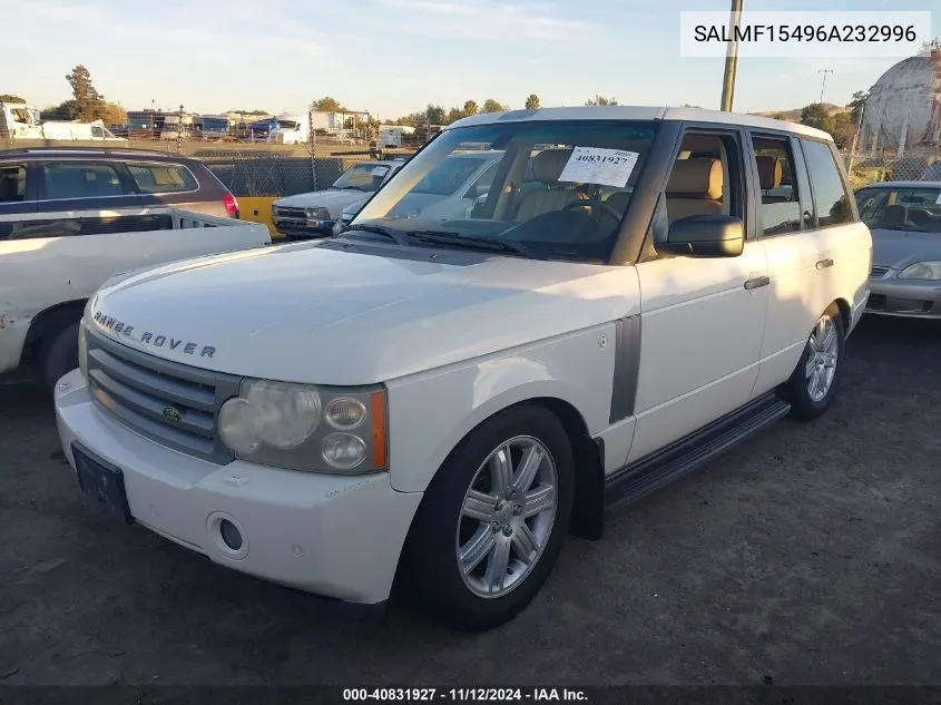 2006 Land Rover Range Rover Hse VIN: SALMF15496A232996 Lot: 40831927