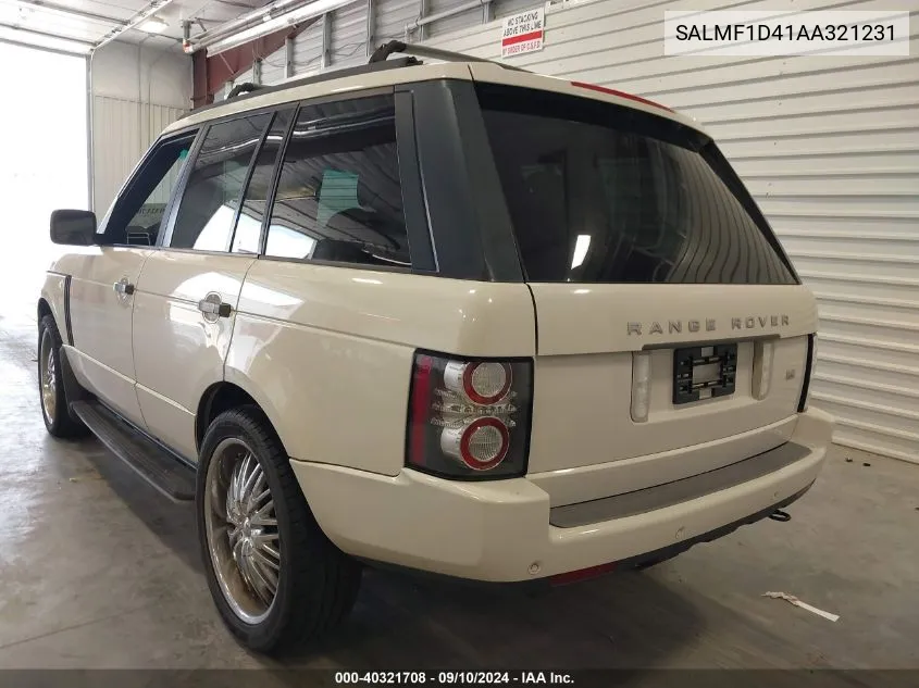 2010 Land Rover Range Rover Hse VIN: SALMF1D41AA321231 Lot: 40321708