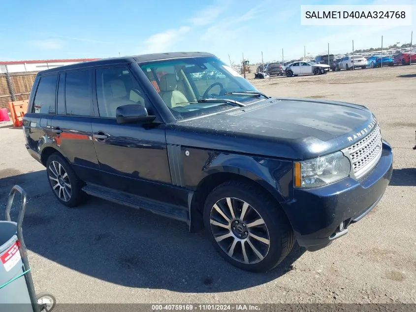 2010 Land Rover Range Rover Hse VIN: SALME1D40AA324768 Lot: 40759169