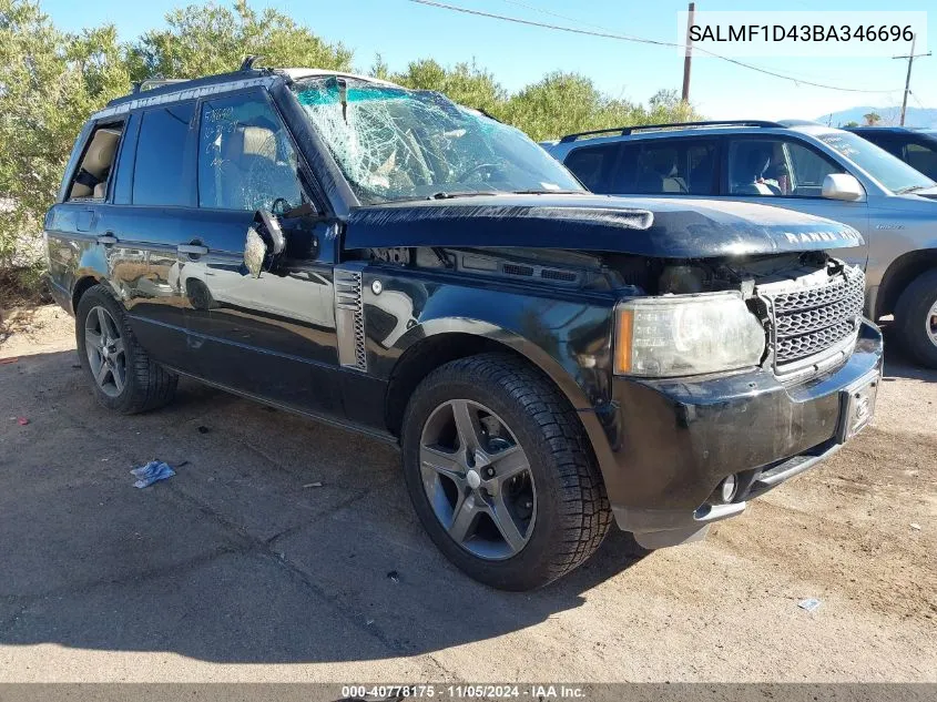 2011 Land Rover Range Rover Hse VIN: SALMF1D43BA346696 Lot: 40778175