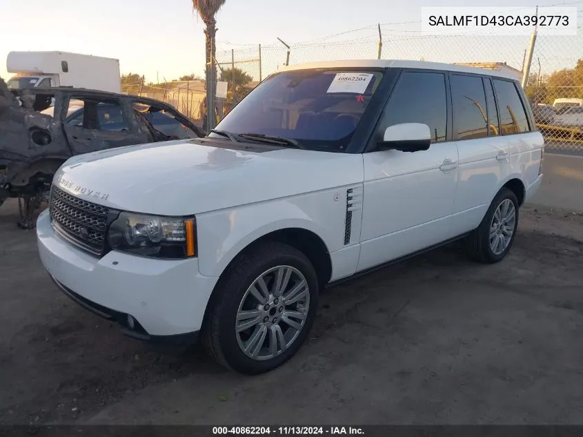 2012 Land Rover Range Rover Hse VIN: SALMF1D43CA392773 Lot: 40862204