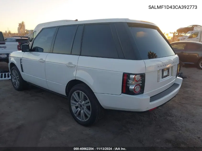 2012 Land Rover Range Rover Hse VIN: SALMF1D43CA392773 Lot: 40862204