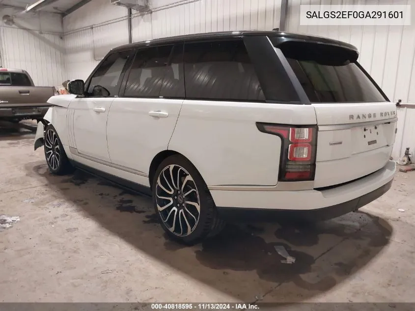 2016 Land Rover Range Rover 5.0L V8 Supercharged VIN: SALGS2EF0GA291601 Lot: 40818595