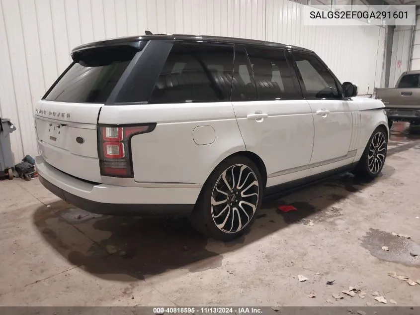 2016 Land Rover Range Rover 5.0L V8 Supercharged VIN: SALGS2EF0GA291601 Lot: 40818595