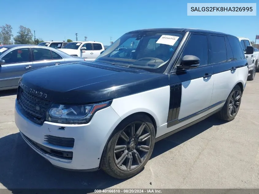 2017 Land Rover Range Rover Hse VIN: SALGS2FK8HA326995 Lot: 40533497