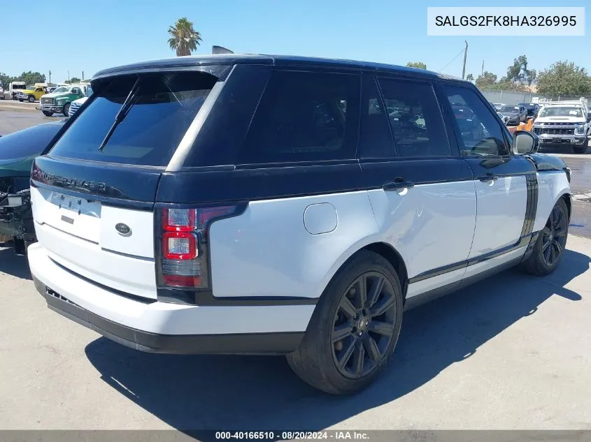 2017 Land Rover Range Rover Hse VIN: SALGS2FK8HA326995 Lot: 40533497