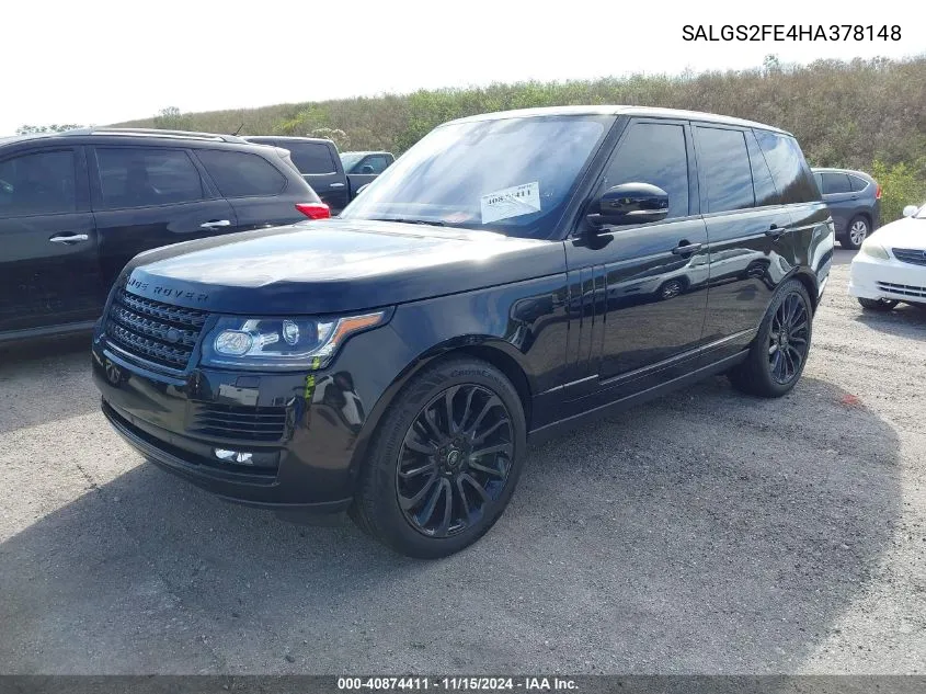 2017 Land Rover Range Rover 5.0L V8 Supercharged VIN: SALGS2FE4HA378148 Lot: 40874411